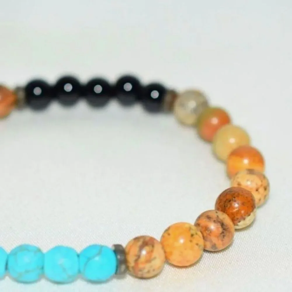 Wellness/Health Jasper Black Agate Faux Turquoise Beads 5